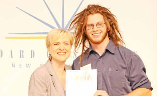 Conor O’Brien receiving his award from Education Minister Verity Firth in Sydney yesterday. Conor O’Brien receiving his award from Education Minister Verity Firth in Sydney yesterday.